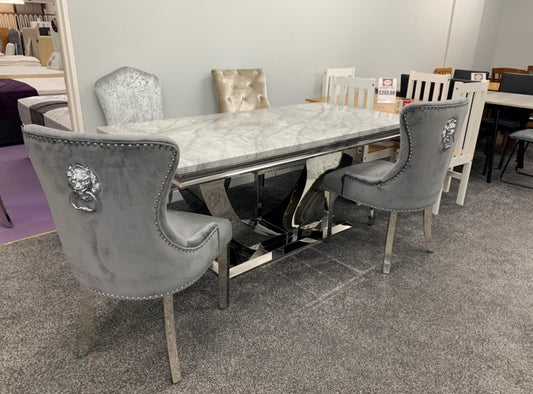 1.8m Grey Marble Oval Dining